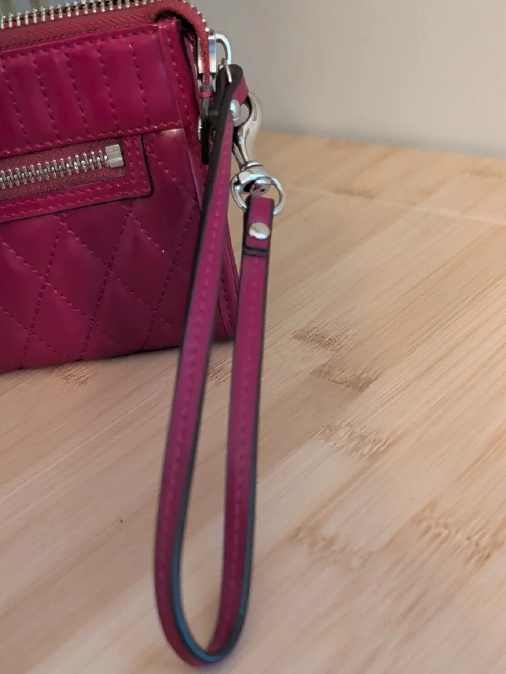 Coach Fuchsia Quilted Leather Wristlet Wallet